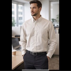 New Tiger Hill Men’s Button Down Shirt Large Performance Poplin 100% Cotton